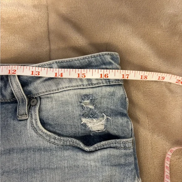 Eunina Blue Jean Shorts Distressed Frayed Hem - Picture 4 of 8